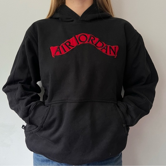 Black and Red Vintage Air Jordan Hoodie - Picture 1 of 9